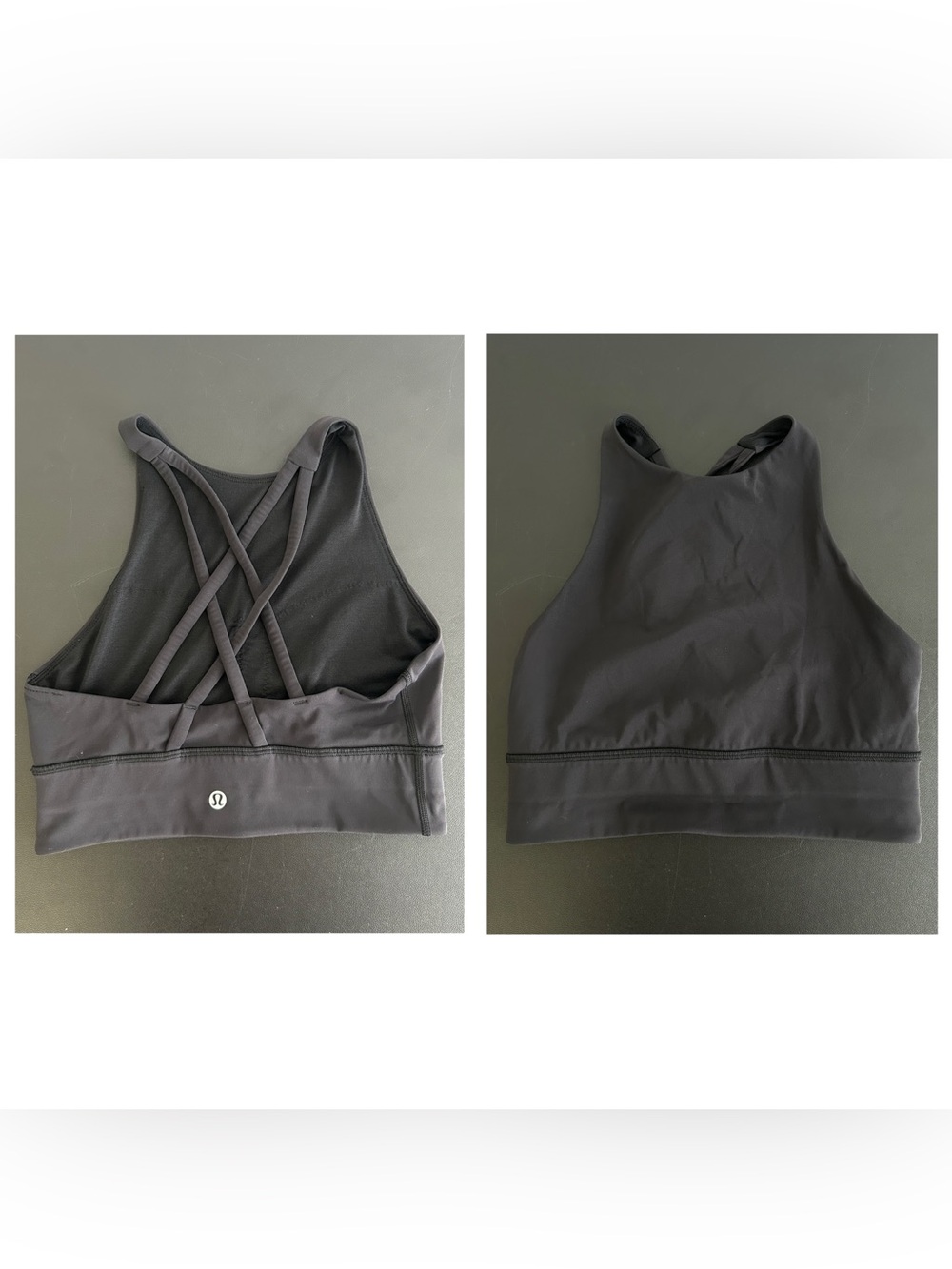LULULEMON Size 6 Black Sport Bra High Neck Criss Cross Back